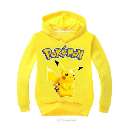 Kläder med tryck av Pikachu, Långärmad hoodie för barn - Gul - 100CM