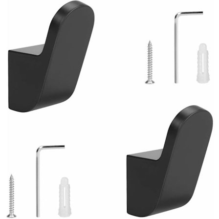 Klädhängare 2 st Handdukskrokar, Badrum Klädhängare Aluminium Bad Handdukskrokar För Badrum Kök Sovrum Hotell, Svart (Inklusive Skruvar Och Krokar)