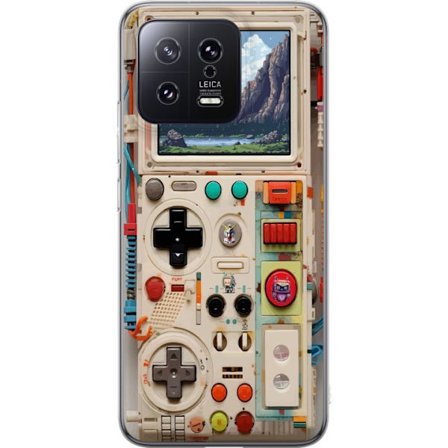 Kompatibelt Mobildeksel til Xiaomi Xiaomi 13 Retro spillkonsoll design med pikselgrafikk og fjellandskap, nostalgisk spill-estetikk med futuristiske d