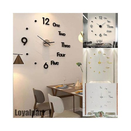 3D Akryl DIY Vægklistermærke Vægur Kontor Boligindretning Vægmontering Stille Ur Elektronisk Ur Sort