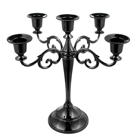 Sort Metal Lysestage med 5 Arme Gotisk Lysestage til Boligindretning Bryllup Christm (haoyi