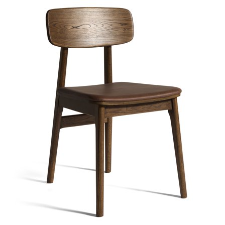 Balo spisebordsstol, røget egetræ, Cognac PU læder - Komfortabel & Holdbar - 55x46,5x82cm - Perfekt til Balo Spisebord