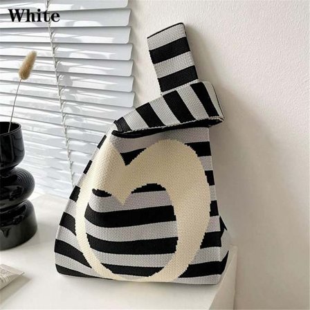 Stickad Handväska VIT - spot sales