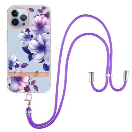 Ohut ja kestävä pehmeä kansi, jossa on kiinnityslenkki iPhone 14 Pro:lle - Violetti Begonia Purple