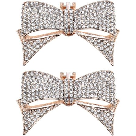 Sett med 2 sløyfesko klips med avtagbare rhinestone glitter sko