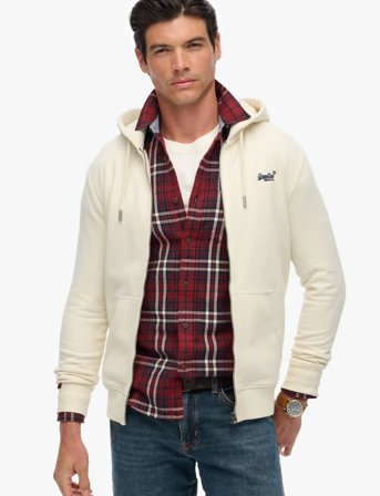 Superdry Essential Logo Zip Hoodie Hb - White - XXL