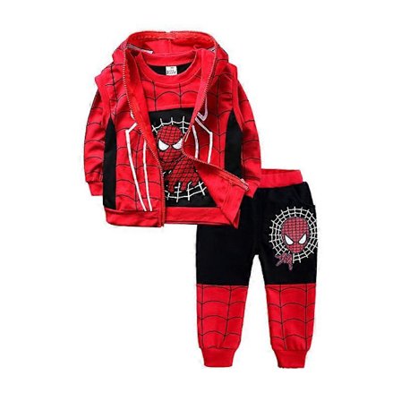 Gutte Spiderman Treningsdress Hettejakke Glidelås Genser Bukser Antrekk Sett Gaver