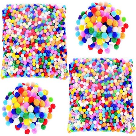 2000 stk håndverkspomonger flerfarget rund, 8 mm mini pompom ball for