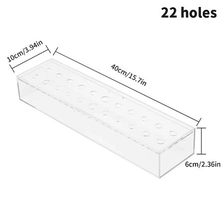 Klar akryl blomma rektangulär vas för matbord bröllop 18 hål