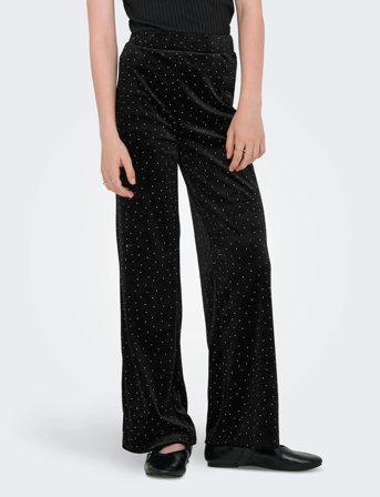 Kids Only Kogvella Velvet Wide Pant Jrs - Black - 140
