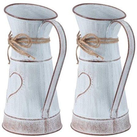 2 kpl Kukka-maljakko Vintage Galvanoitu Rustiikki Maalaistalo Pastoraalinen Ruukku Pöytäkoristeluun Pieni Sydänlinja