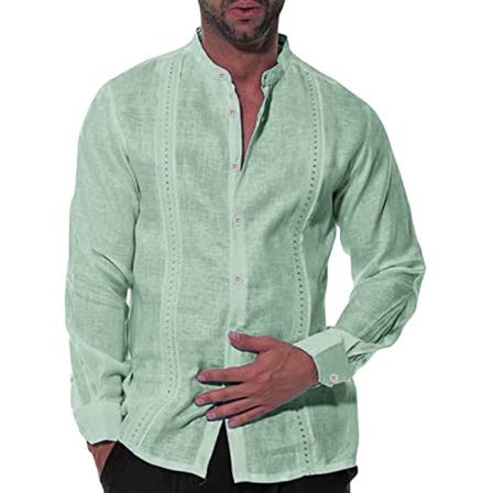 Män Button Down Toppar Långärmad Blus