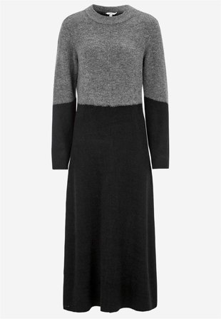 Cellbes of Sweden - Lång stickad klänning - mörkgrå/svart - för damer - 42/44