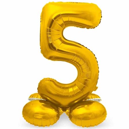 Sifferballong Stående Guld 72 cm "0-9" Siffra 5 - Partyninja.se