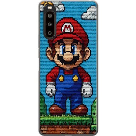 Kompatibelt Mobilskal till Sony Sony Xperia 10 II Super Mario affisch Nintendo retro spelkaraktär 8bit pixelkonst klassiskt spel hjälte mural design