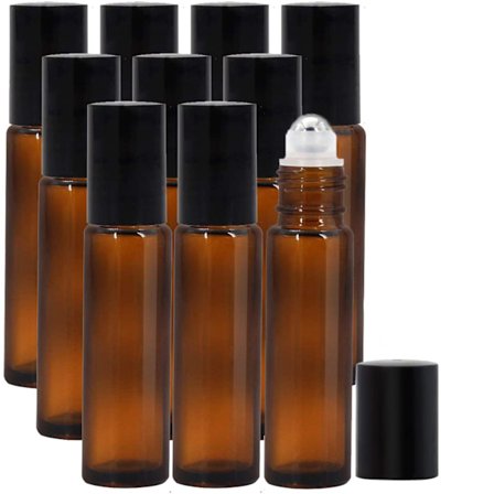 10 ml eterisk olja rollerflaskor, idealiska för ljuskänsliga material, återanvändbara och bärbara rullflaskor i gult glas med bekväm roller