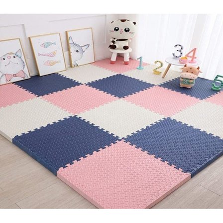 Legemåtte baby 16 dele – puslemåtte & kravlemåtte til gulvbeskyttelse 30x30 cm