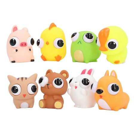 8 stk. Karikatur Klemmeleke Øyne Åpne Stress Angst Lindring Dyr Klem Sensorisk Leke for Barn