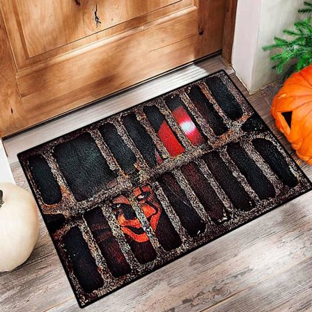 Halloween 3D Hallucination Horror Film Klovn Kloak Dørmåtte, Halloween Tæppe Skridsikkert Indendørs og Udendørs Velkommen Måtte (31,5 x 19,5 tommer)