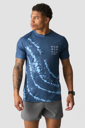 ICANIWILL - Mirage Mesh Raglan T-Shirt Tie Dye Blue Navy - Heren - sportkleding van ICIW