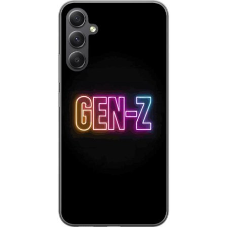 Kompatibel Mobilcover til Samsung Samsung Galaxy A16 5G Neontekst Gen Z i farverigt lys mod en mørk baggrund i moderne digital stil