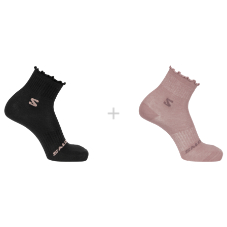 Salomon - Sokken Sokken Ruffle Crew 2-pack - Black / Mahogany Rose