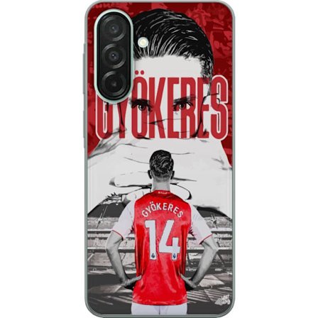 Samsung Galaxy A26 Genomskinligt Skal Viktor Gyökeres röd design med porträtt och tydliga matchdetaljer i starka färger som hyllar en av Sveriges