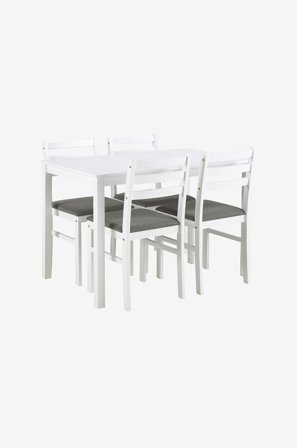 NORDFORM - Alicante rektangulärt matbordsset med bord och 4 stolar, 110x70x74,5 cm - Vit - Matgrupp 4 personer - Från Homeroom