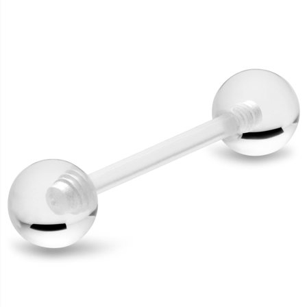 16 mm Fleksibel Transparent Barbell av Akryl for menn - Smykker til Ørepiercing - Piercingsmykker