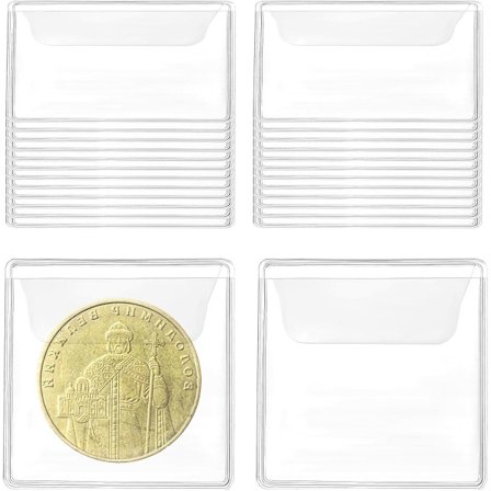 ING Sett med 50 myntrom 55 x 55 cm plastpose myntlommer transparente myntlommer for mynter smykker småting