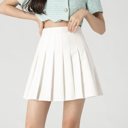 IC Dam Høy Midje Plysset Tennis Skjørt Skole A-Line Skater Skjørt med Fôrede Shorts (Hvit, M)