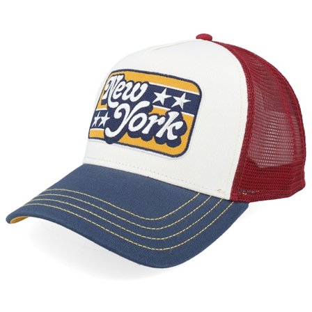 JJ Hats - White trucker Czapka Z Daszkiem - New York Stars White/Burgundy/Navy A-Frame Trucker @ Hatstore
