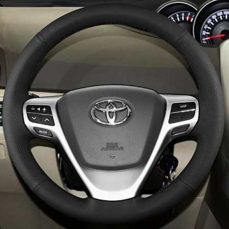 Anpassat bilrattflätat överdrag halkfritt äkta läder 100% passform kompatibelt med Toyota Verso EZ Avensis biltillbehör