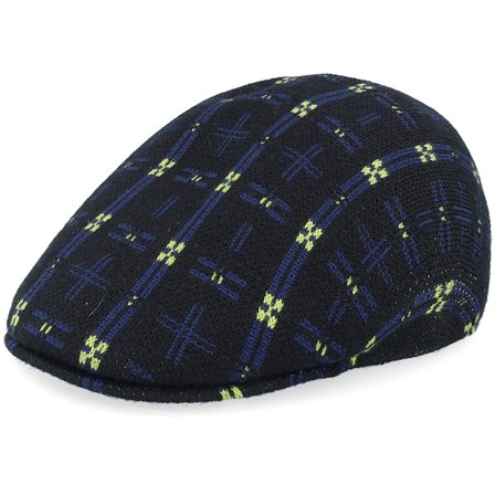 Kangol - Hyper Plaid 507 Black Flat Cap Flatcap Black Cap - @ Hatstore