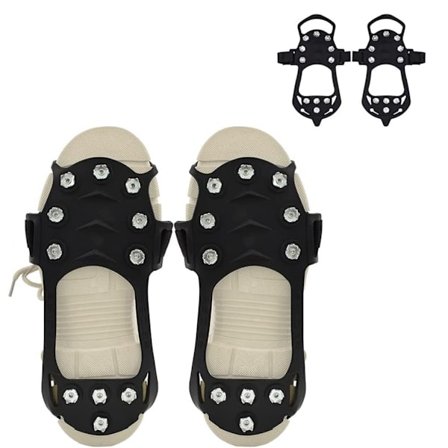 Crampons Ice Cleats for Shoes Boots Anti Slip Ice Grips Traction Cleats Grippers with 11 Steel Studs for Winter Walking Climbing Hiking Ice Fishing S