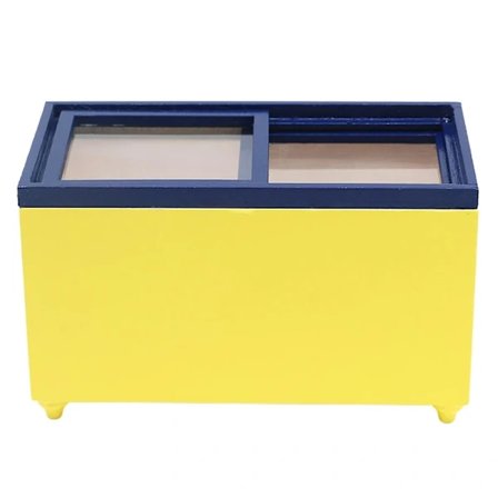 1:12 Imitasjon Kjøleskap Realistisk Simulert Søt Rollespill Dukkehus Mini Kjøleskap Leketøy for Underholdning Gul