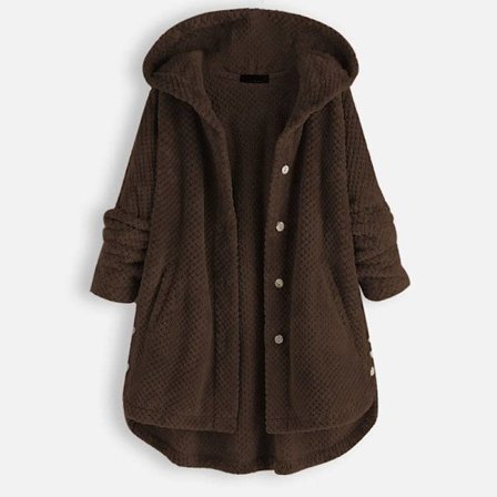 Dam Dubbel Varm Hood Coat Lång Päls Cardigan Ytterkläder Jacka