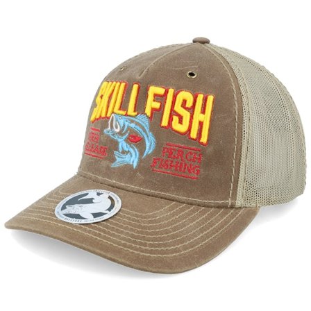 Skillfish - Brown - trucker - Cap - Perch 3d Logo 112wh Hawthorne Split Buck/Khaki A-Frame Trucker - Hatstore