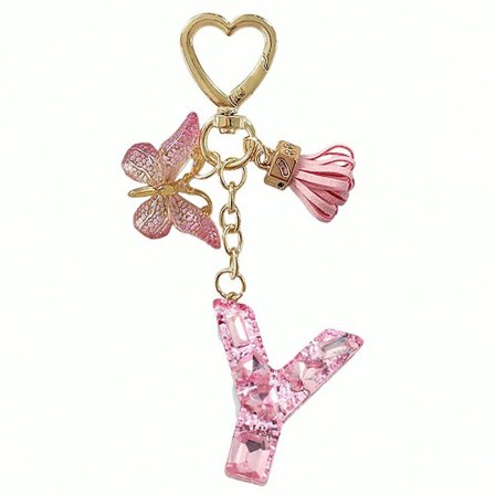 26 bogstaver at vælge imellem, pink skinnende nøglering med bogstav