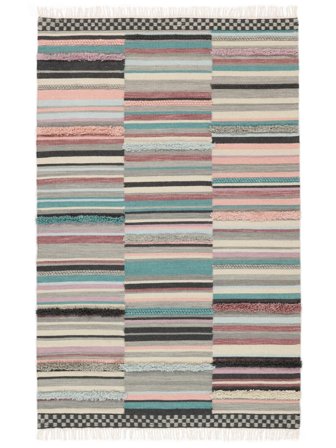 Kajsa 140X200 Klein Roze/Multicolor Gestreept Wol Vloerkleed