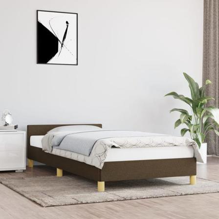 Vidaxl Sängram Med Huvudgavel Mörkbrun 100x200 Cm Tyg Brun