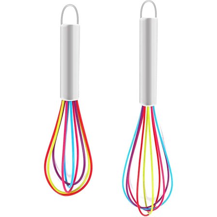 2-pakkaus silikoniviskoja (10" & 8"), miniviskisetit, keittiövispilä