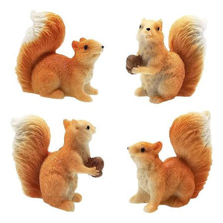 4 stk. Mini Resin Dyr Mikro Små Dyrefigurer Ekorn Hagepynt Ekornstatue Dyrekarakter Leke