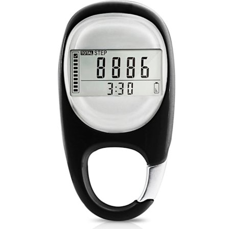 3D Skridttæller, Multifunktionel Skridttæller med klatrekarabiner – Bærbar, LED-display, til løb og gang