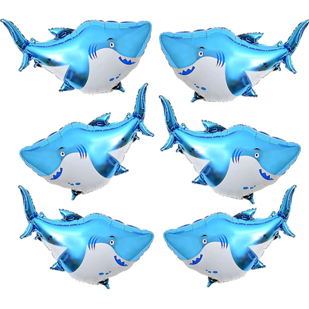 6 st 38 tum Hajfolie Ballonger, Söta Havstema Ballonger för Födelsedag, Barn Duschfest