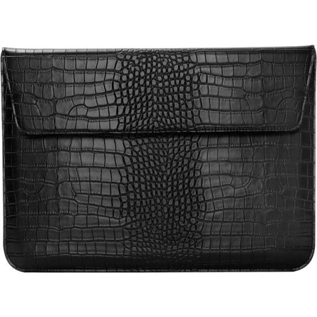 Laptop taske til 14-tommer computer, krokodillemønstret PU læder flip taske, sort