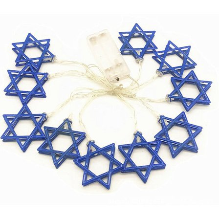 LED-lyssnor til Hanukkah-dekoration, farverige lys, batteridrevne modeller, stjernemodel, (3m)