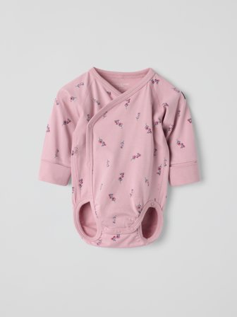 Verlängerbarer Wickelbody geblümt - 68 - kinderbekleidung - pink - Polarn O. Pyret