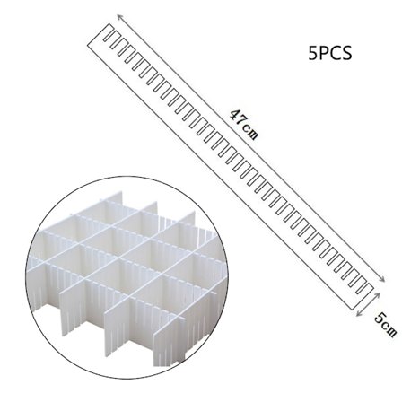 Lådavdelare, lådavdelare 5 ST DIY plastgaller Justerbar plastavdelare Hushållsförvaring Makeup Strumpor Underkläder Organizer (Vit)