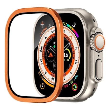 Aluminiumlegeringsfodral + Härdat glas för Apple Watch Ultra 2 49mm Anti-rep Skärmskydd för iWatch Ultra 49mm Skyddsfilm